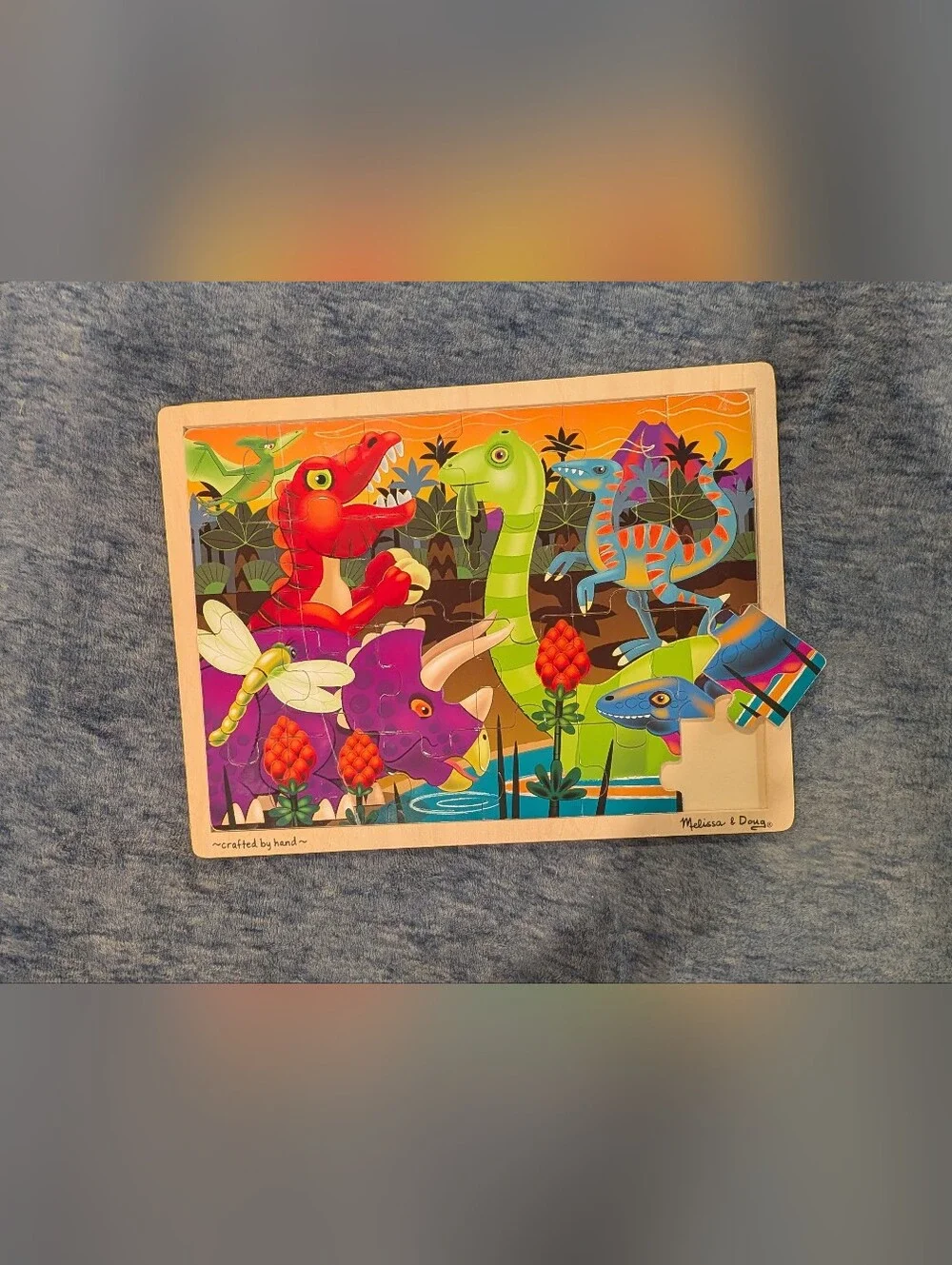 Melissa & Doug Two 24-Piece Dinosaur Wooden Puzzle Set
